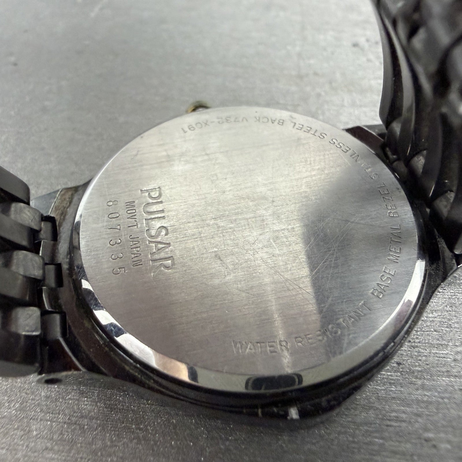 Seiko Pulsar Watch Men 35mm Black Dial Black Tone Date V732-X091 New Battery9