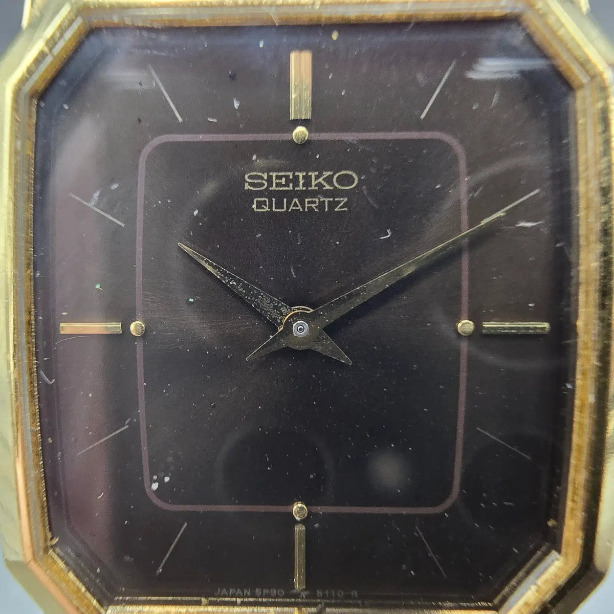 Seiko Tank Watch Men 26mm Brown Dial Gold Hexagon 5P30-5079 PARTS Vintage2