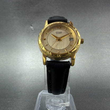 Citizen Watch Women 24mm Champagne Dial Gold Tone Date 1012-K13131 New Battery P5