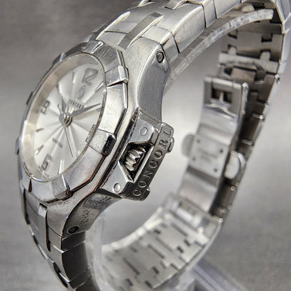 Concord Saratoga Watch Women 25mm White Dial Stainless Steel Date Round New Batt2