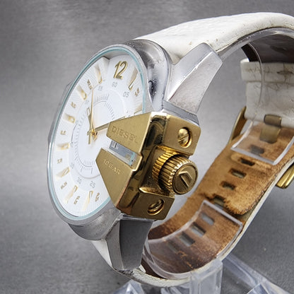 Diesel Master Cheif Watch Men 45mm White Dial Steel Date Round DZ1476 New Batt2