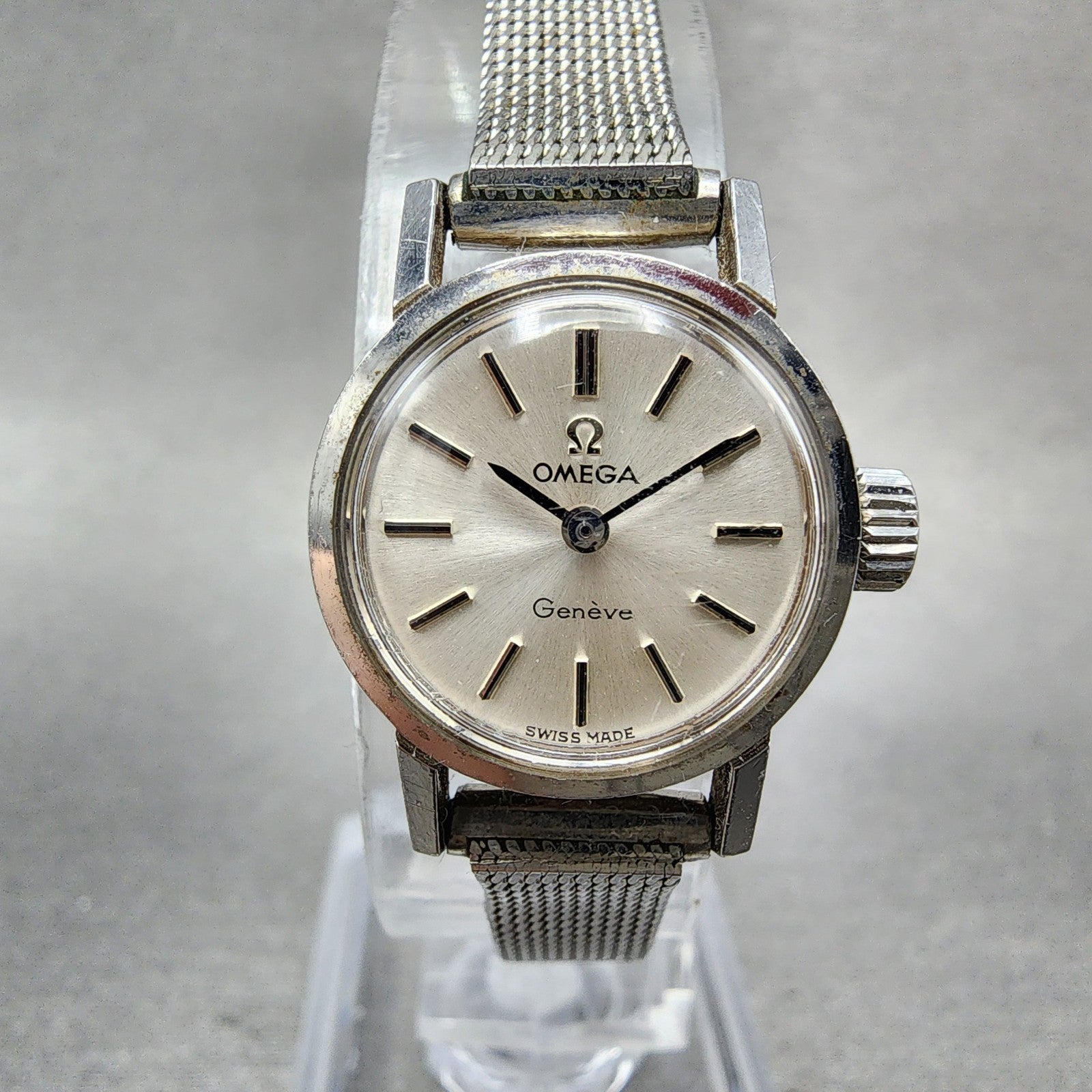 Omega Geneve Watch Women 20mm Silver Dial Stainless Steel Round Manual Wind Runs0