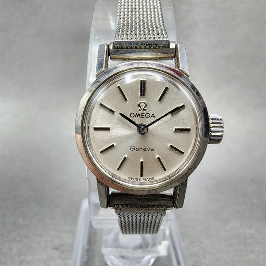 Omega Geneve Watch Women 20mm Silver Dial Stainless Steel Round Manual Wind Runs0