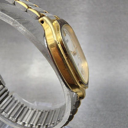 ALBA Urban Watch Women 22mm White Dial Two Tone Rectangle V8015280 New Battery3