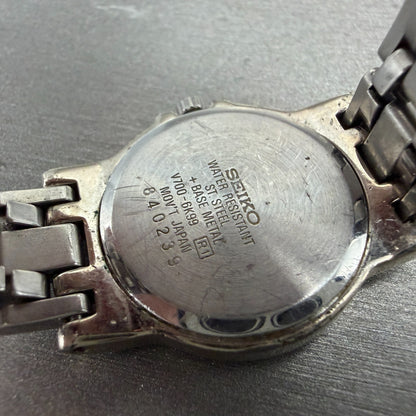 Seiko Watch Women 26mm Cream Dial Silver Tone Round V700-6K99 New Battery VTG9