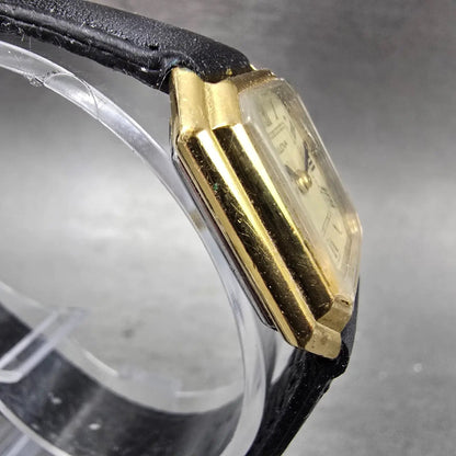 Bulova Watch Women 24mm Cream Dial Gold Tone Octagon Manual Wind Runs VTG3
