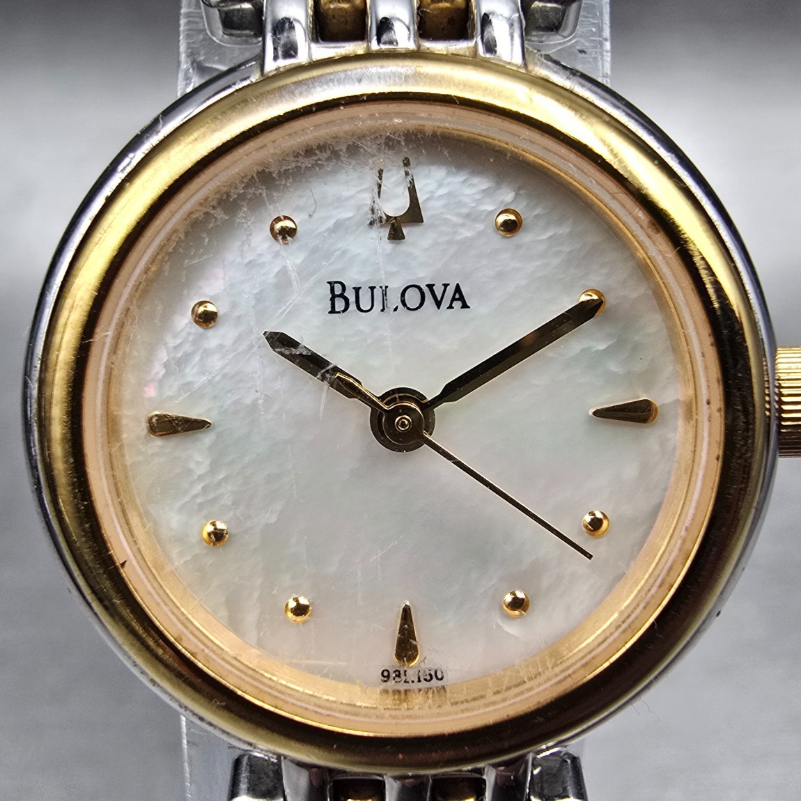 Bulova Watch Women 23mm MOP Dial Two Tone Round 98L150 New Battery1