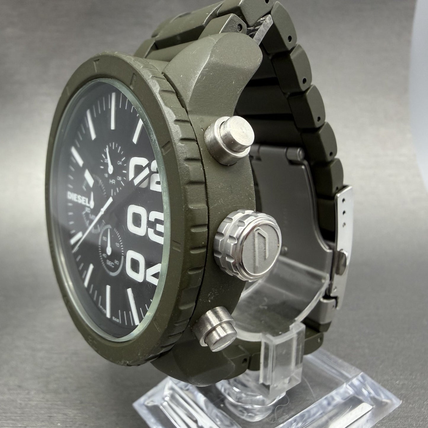Diesel Franchise Chronograph Watch Men Black Dial Green Tone Round DZ4251 NewBat3