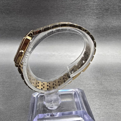 Seiko Watch Women 16mm Gold Dial Gold Tone Rectangle 1N01-0FH0 New Battery JP346