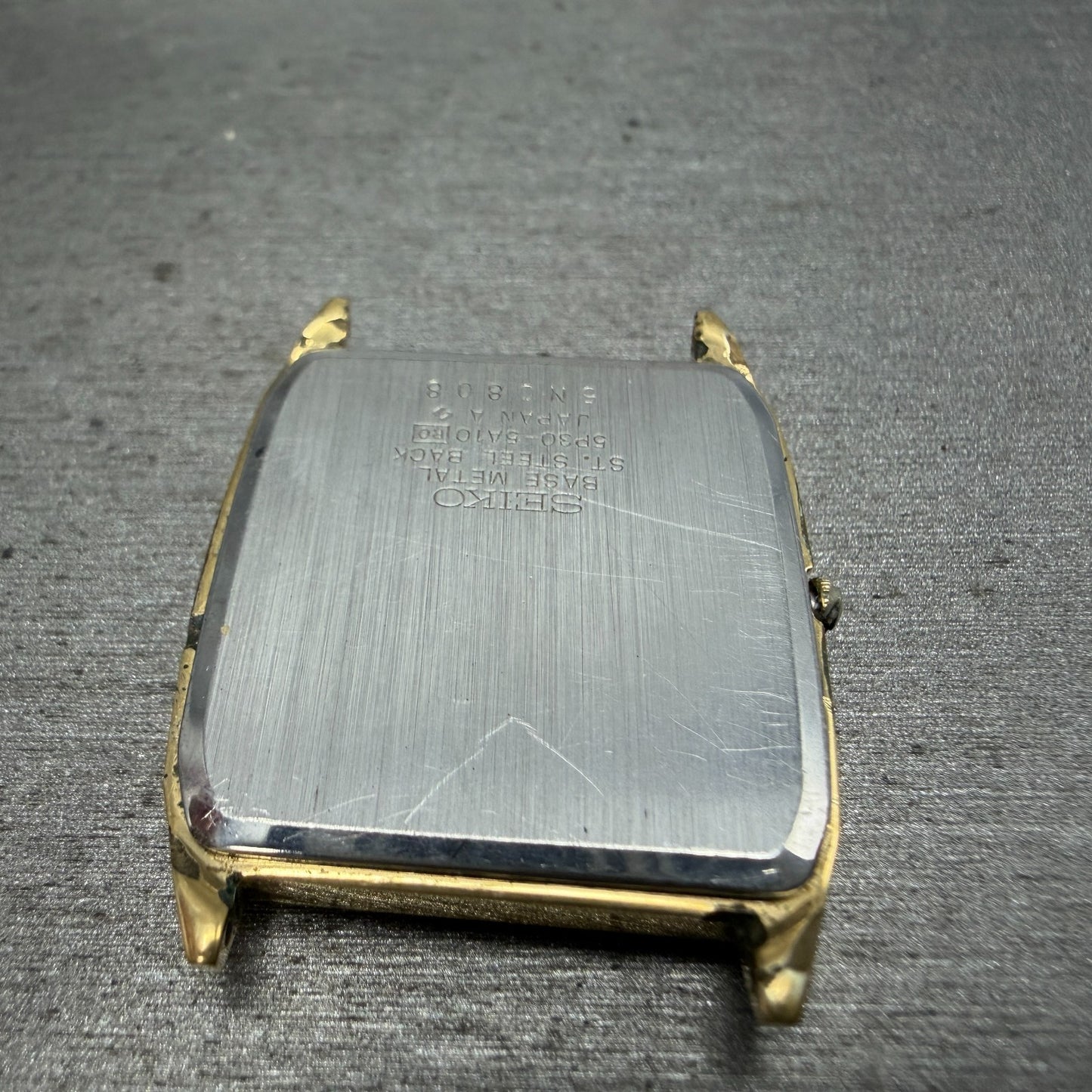 Seiko Watch Men 27mm Champagne Dial Gold Tone Rectangle 5P30-5A10 PARTS Vintage10