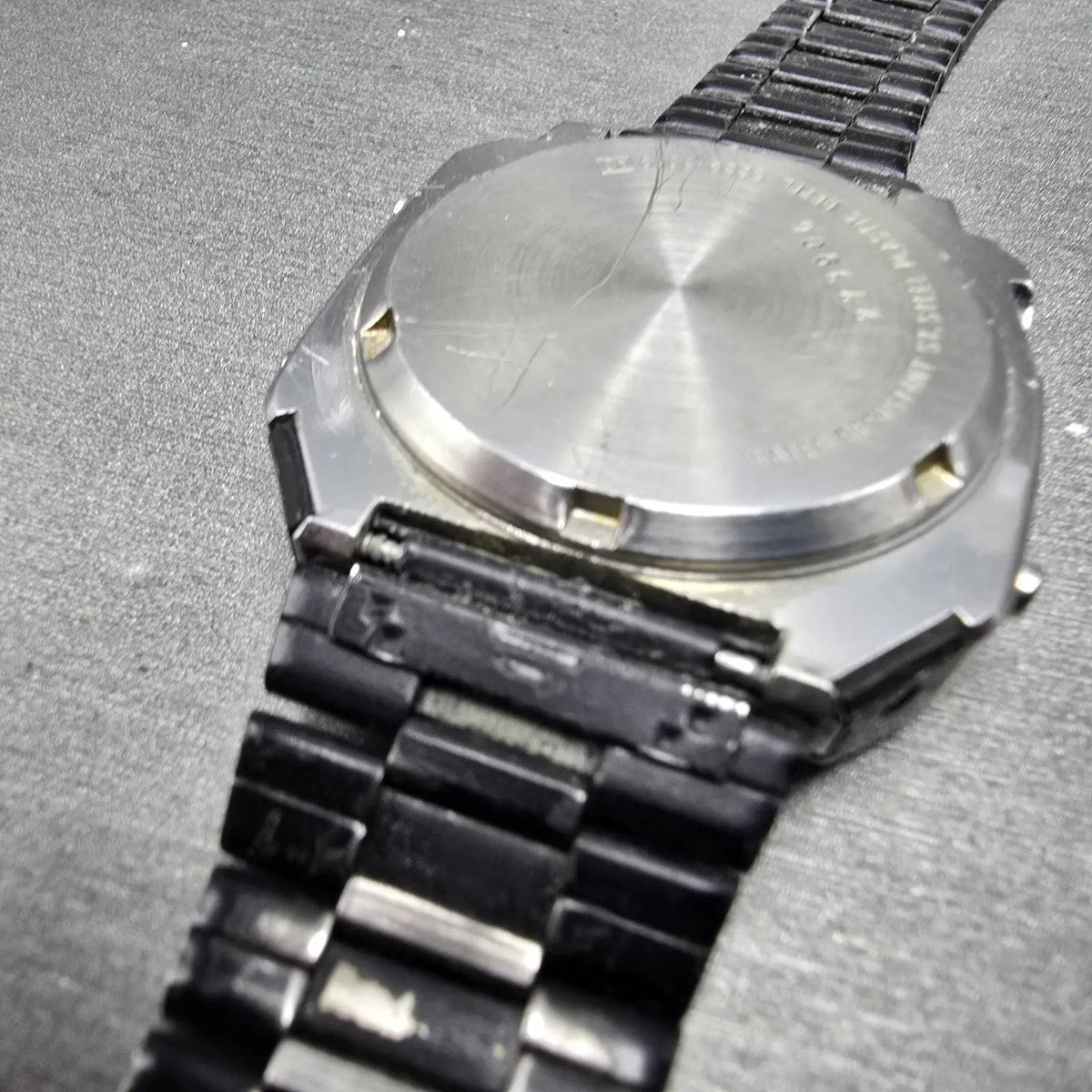 Seiko Pulse Watch Men 37mm Black Silver Chronograph Rectangle S229-5019 PARTS15