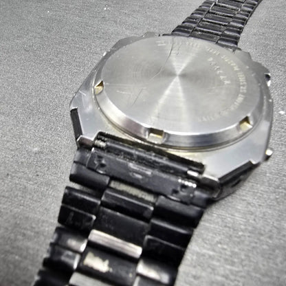 Seiko Pulse Watch Men 37mm Black Silver Chronograph Rectangle S229-5019 PARTS15