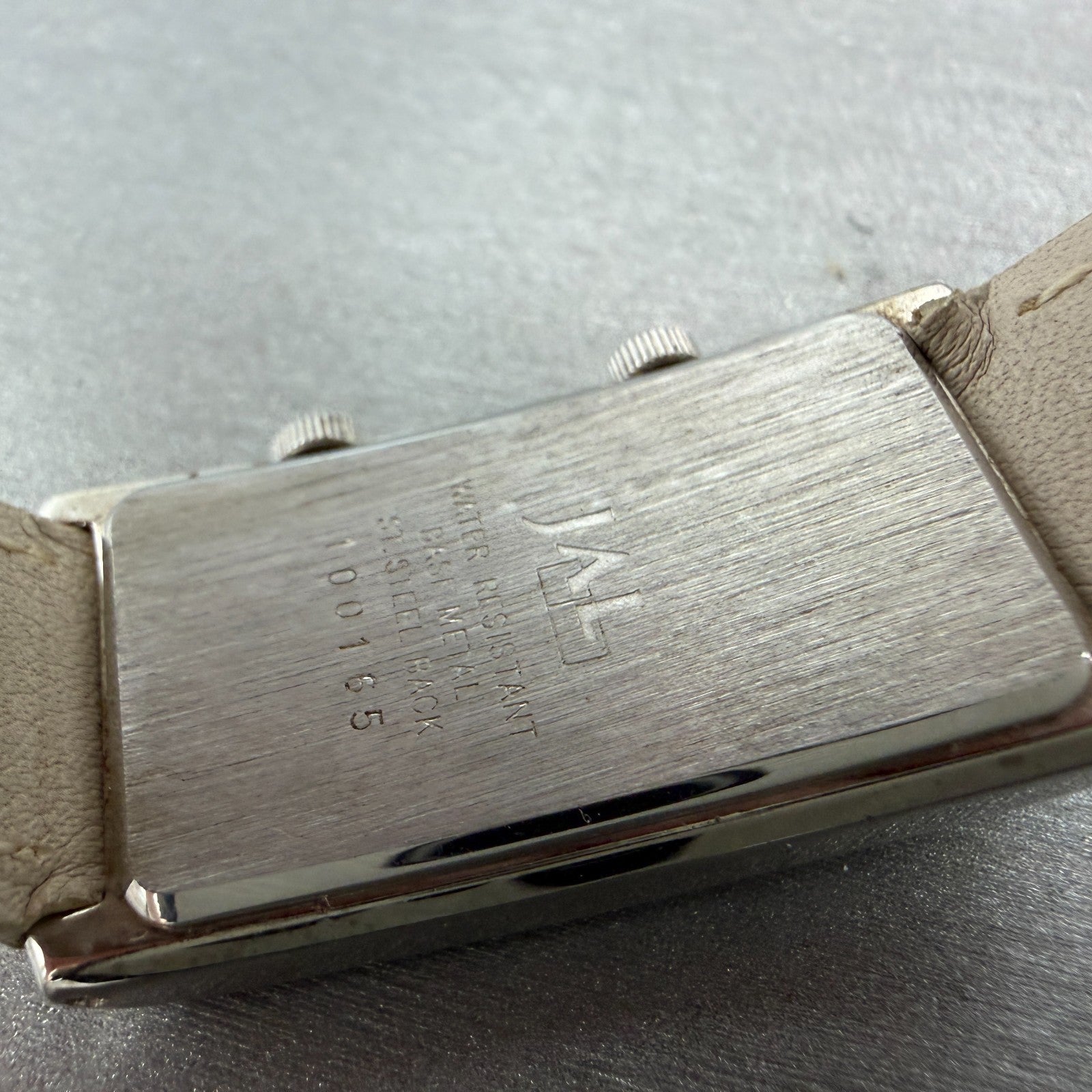 Japanesse Airline Dual Time Watch Women 20mm Cream Dial Silver Rectangle Newbatt9