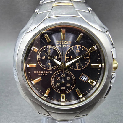 Citizen Eco-Drive Chronograph Watch Men 41mm Black Dial Two Tone H500-S0634180