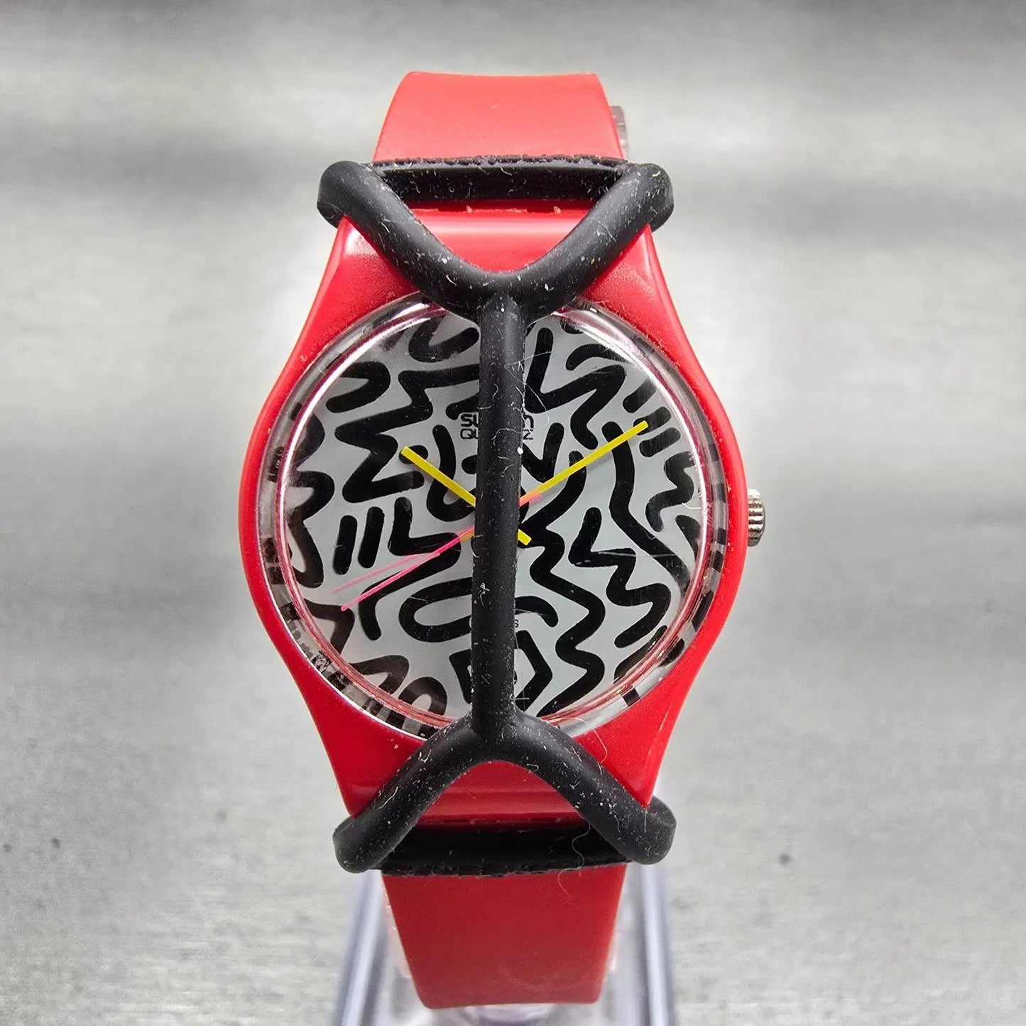 Swatch Squiggly Watch Women 24mm White Dial Red Case Round LR104 New Battery VTG0