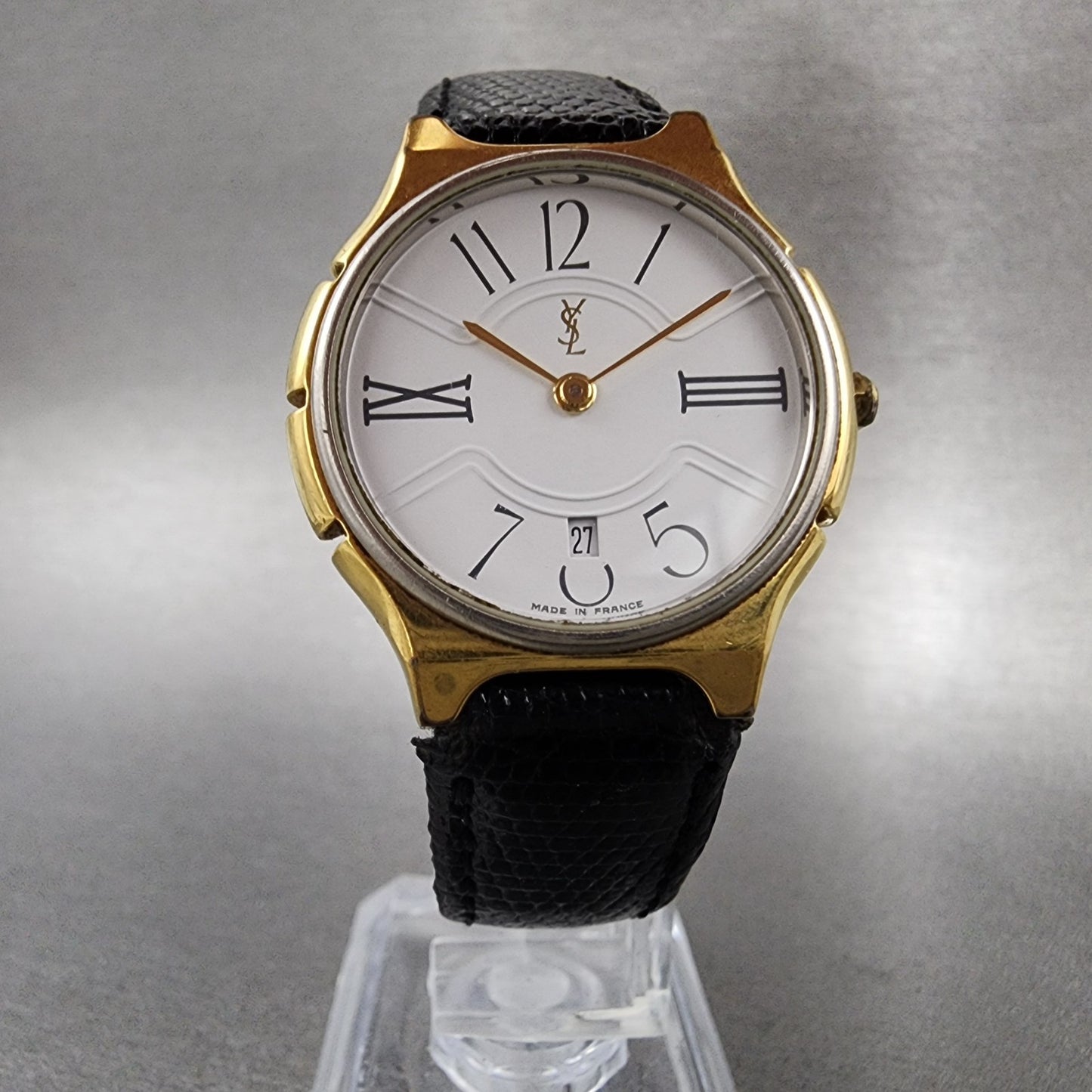 Yves Saint Laurent Watch Women 30mm White Dial Gold Tone Round New Battery5