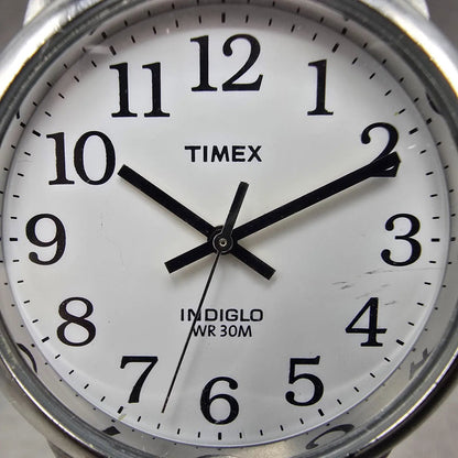 Timex Easy Reader Watch Men 35mm White Dial Silver Tone Round New Battery NJN1