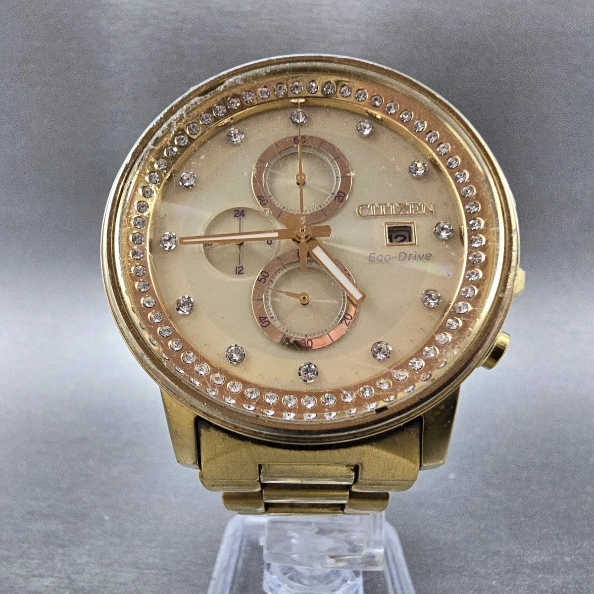 Citizen Eco-Drive Nighthawk Chronograph Watch Men 43mm Gold FB3002-53P PARTS6