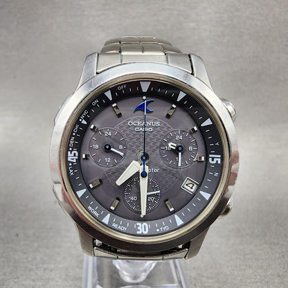 Casio Oceanus OCW10 Watch Men 36mm Black Dial Titanium Chrono Solar Works0