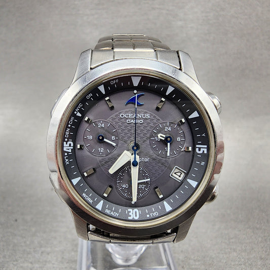 Casio Oceanus OCW10 Watch Men 36mm Black Dial Titanium Chrono Solar Works0