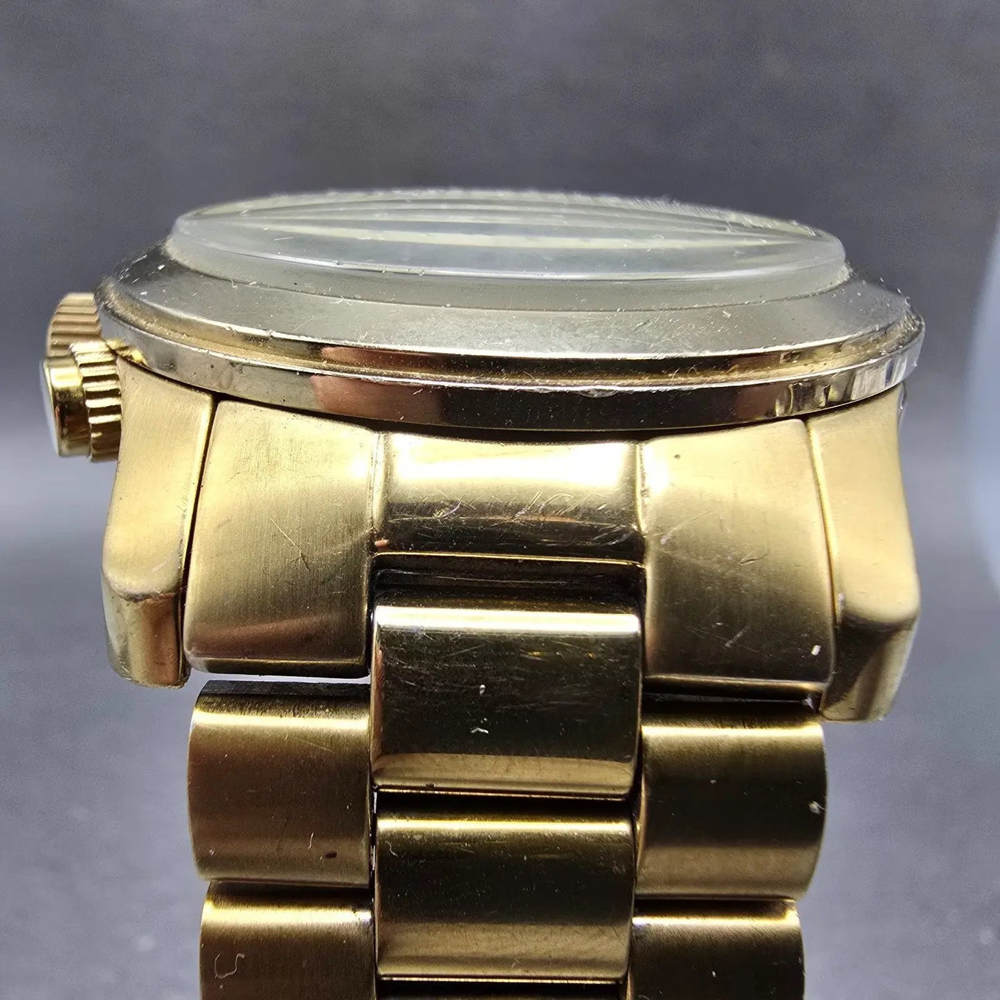 Michael Kors Runway Chronograph Watch Men 45mm Champagne Dial Gold Tone New Batt4