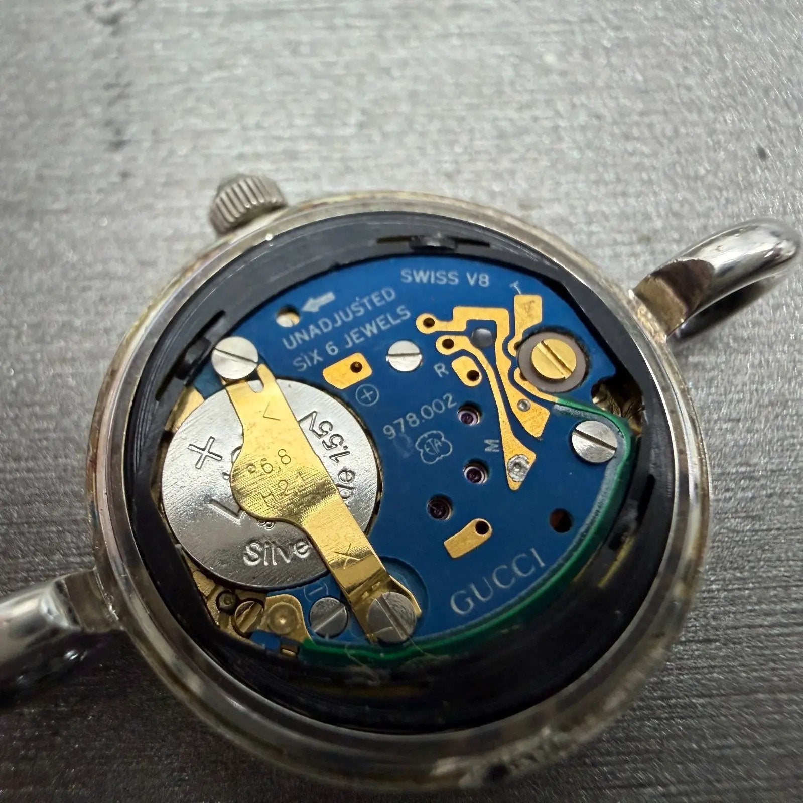 Gucci Watch Women 20mm Blue Dial Sterling Silver Round 2900 New Battery Vintage13