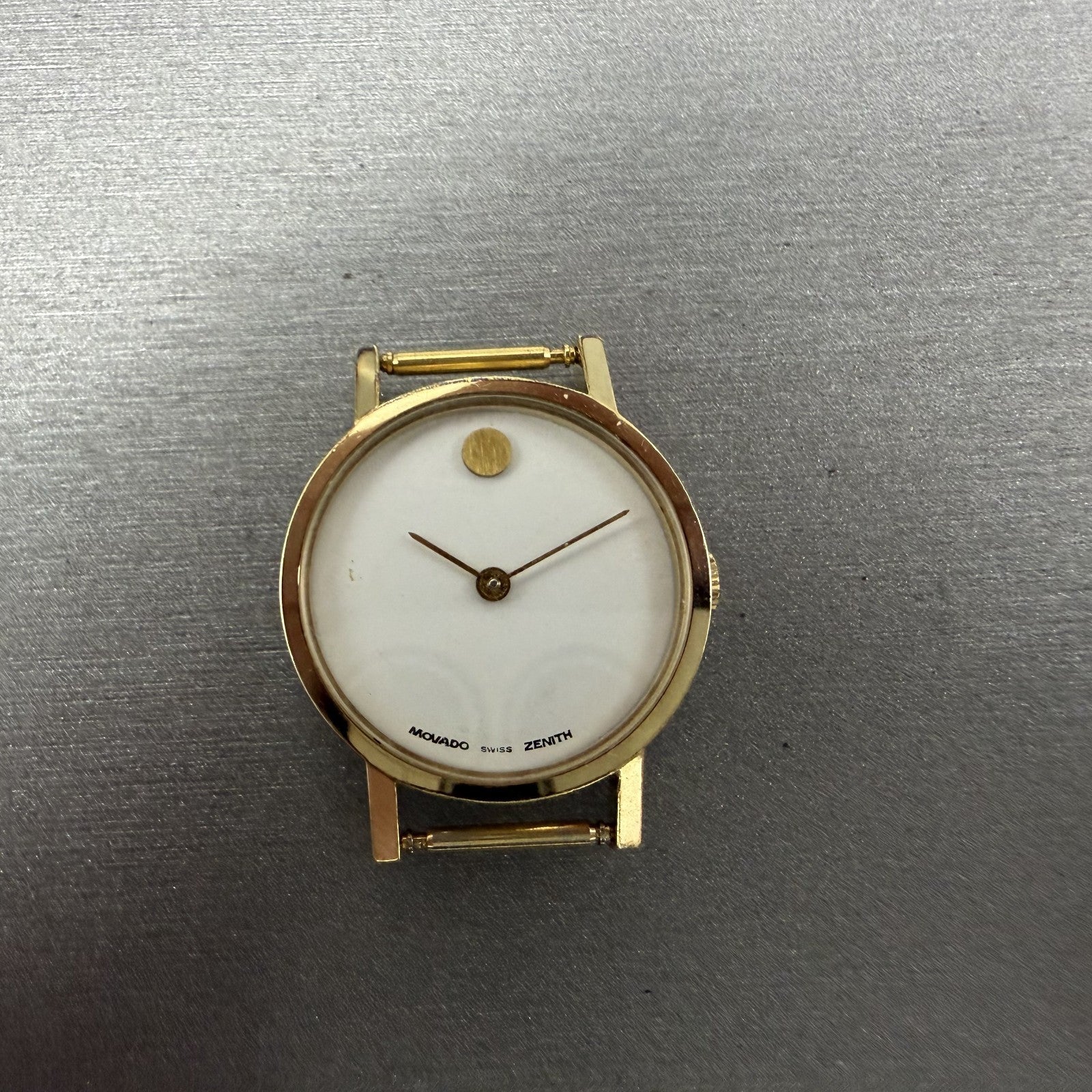 Zenith Movado Museum Watch Women 25mm White Dial Gold Plated Manual Wind PARTS0