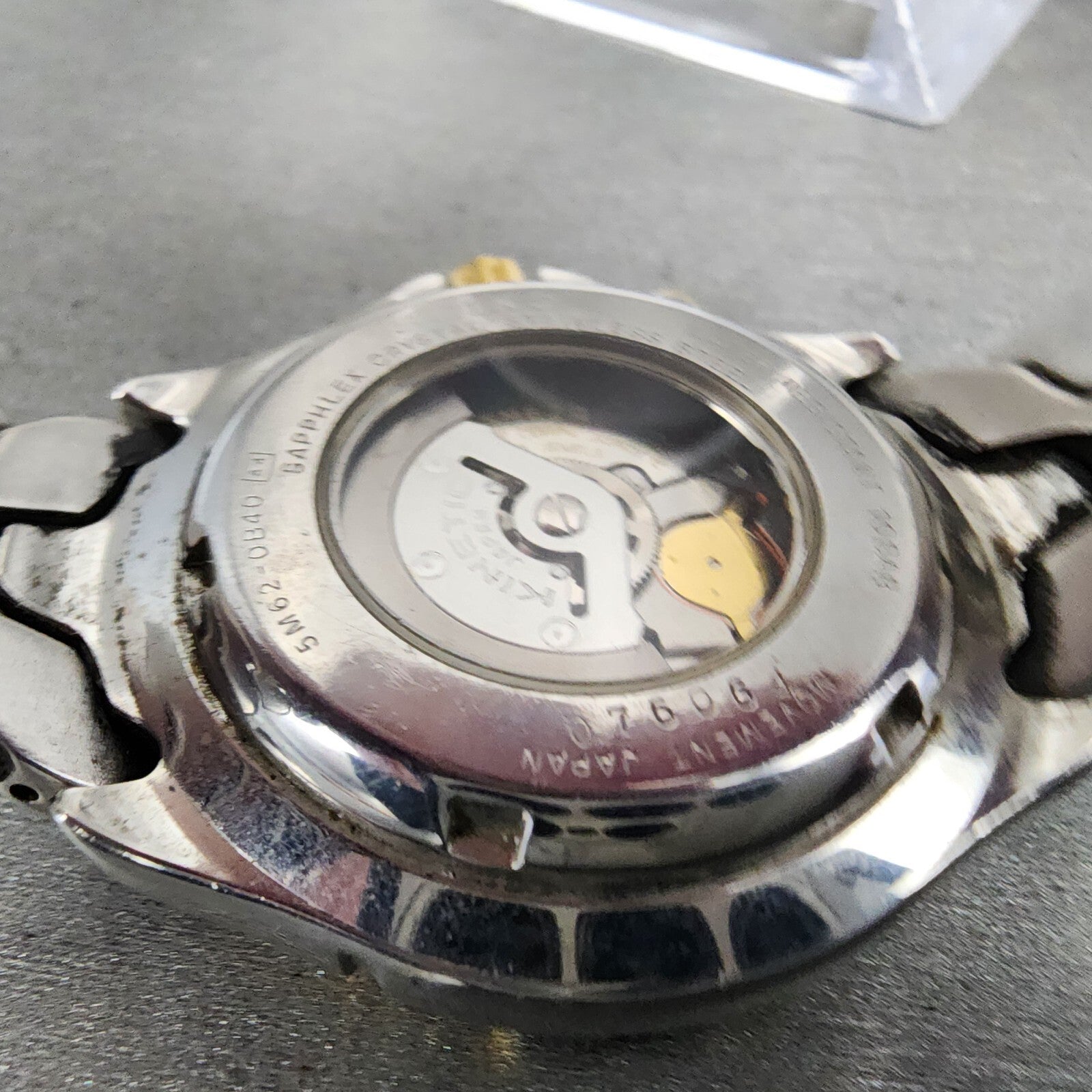 Seiko Kinetic Watch Men 39mm Black Dial Steel Date Round 5M620B40 PARTS10