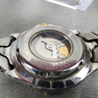 Seiko Kinetic Watch Men 39mm Black Dial Steel Date Round 5M620B40 PARTS10