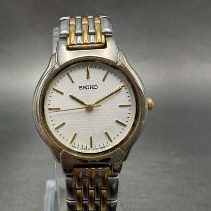 Seiko Watch Women 24mm Silver Dial Two Tone Round V701-2C10 New Battery0