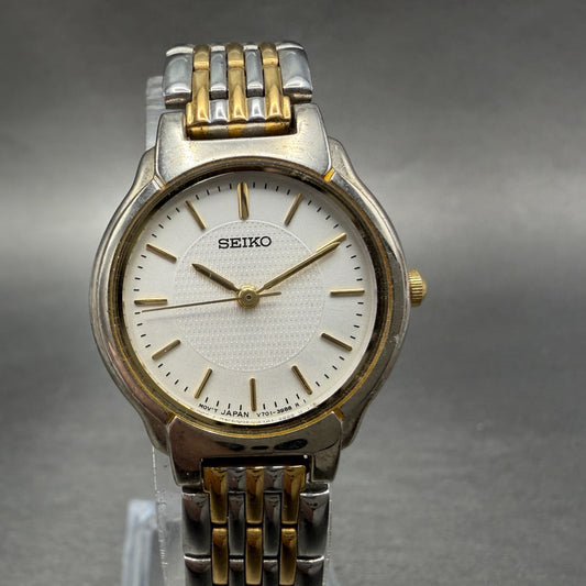 Seiko Watch Women 24mm Silver Dial Two Tone Round V701-2C10 New Battery0