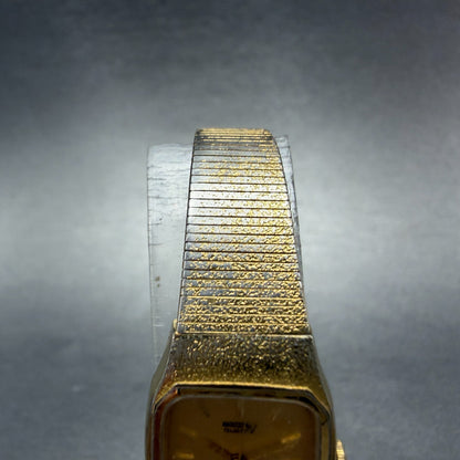 Seiko Tank Watch Women 17mm Champagne Dial Gold Tone 2P21-5080 New Battery4