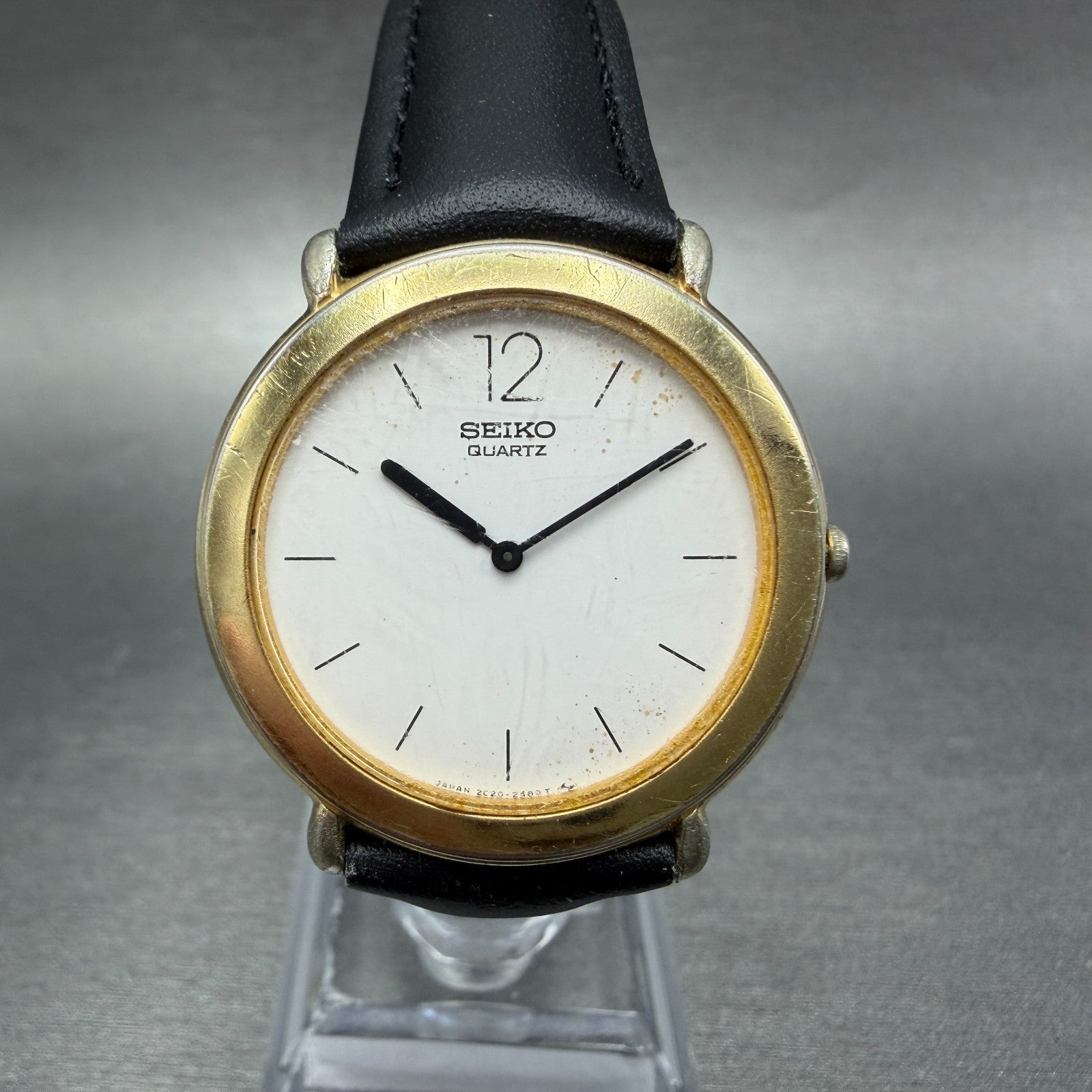 Seiko Watch Unisex 31mm White Dial Gold Tone Round 2C20-0429 New Battery Vintage0