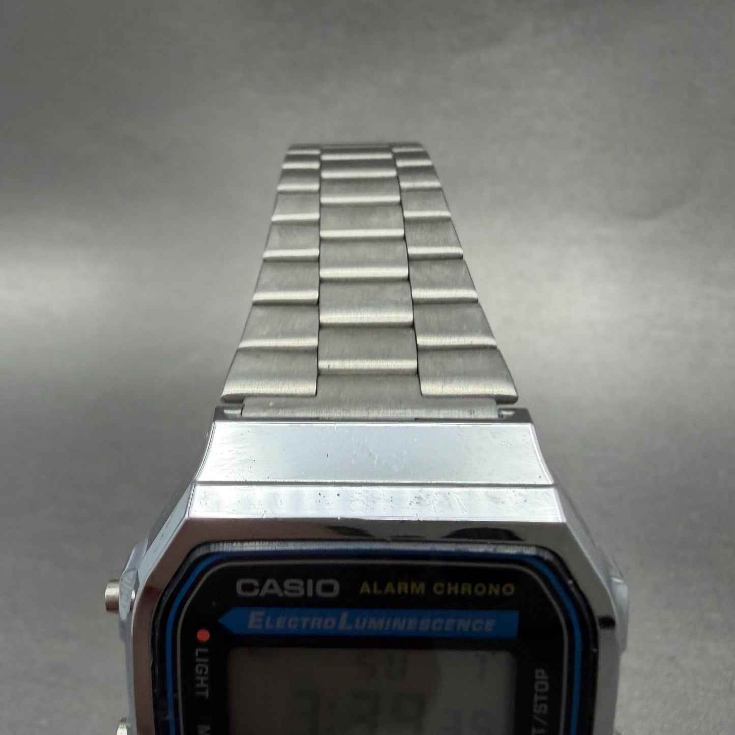 Casio A168 Illuminator Watch Men 36mm Digital Silver Tone Alarm Chrono New BattP4
