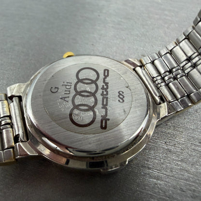 Audi Quattro Watch Unisex 32mm White Dial Two Tone Round New Battery Vintage9