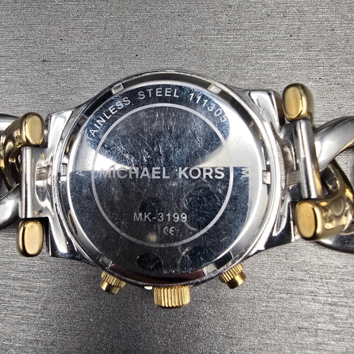 Michael Kors Runway Chronograph Watch Women 38mm Two Tone Twist Chain New Batt10