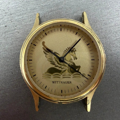 Wittnauer Pegasus Watch Men 33mm Champagne Dial Gold Tone Round New Battery1