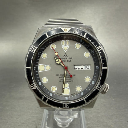 Dugena Ocean Dive Watch Men 39mm Silver Dial Steel Daydate 1.031.1.0.04 PARTS0
