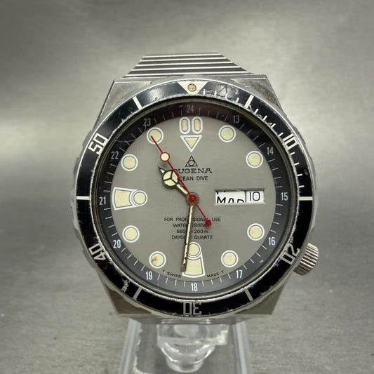 Dugena Ocean Dive Watch Men 39mm Silver Dial Steel Daydate 1.031.1.0.04 PARTS0