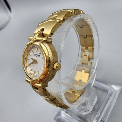 Wittnauer Watch Women Gold Tone MOP Dial Round 19mm RL8368 New Batttery