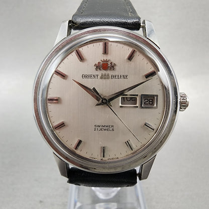 Orient AAA Deluxe Watch Men 35mm Silver Dial Steel Daydate Automatic READ!! RUNS1