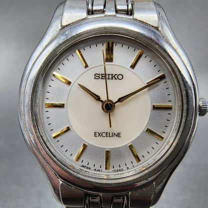 Seiko Exceline Watch Women 25mm MOP Dial Stainless Steel Round 4J410030 New Bat1