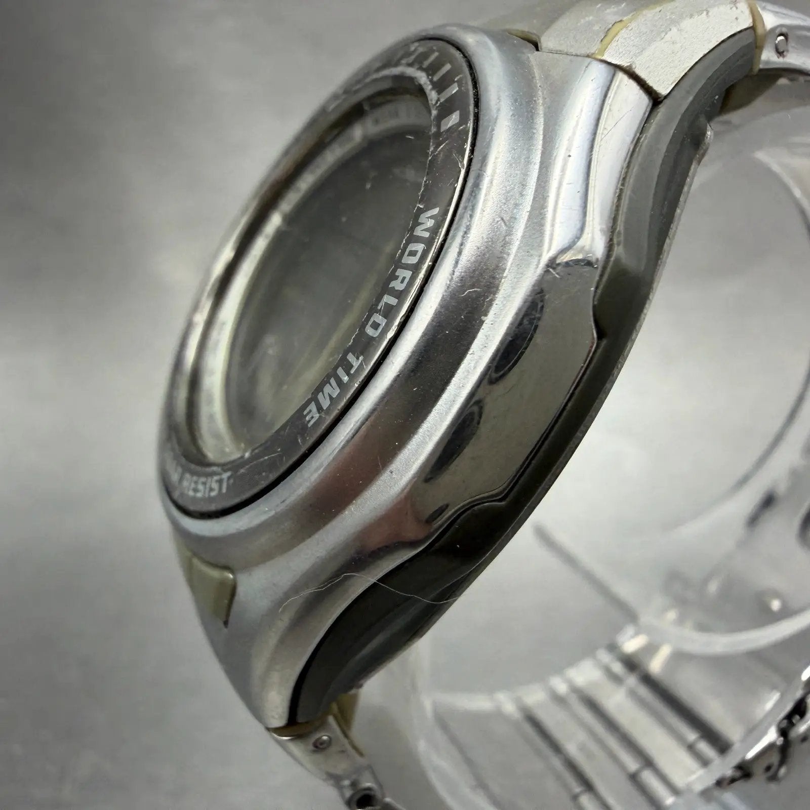 Casio Wave Ceptor Watch Women 37mm Silver Alarm Chronograph Digital New Battery2