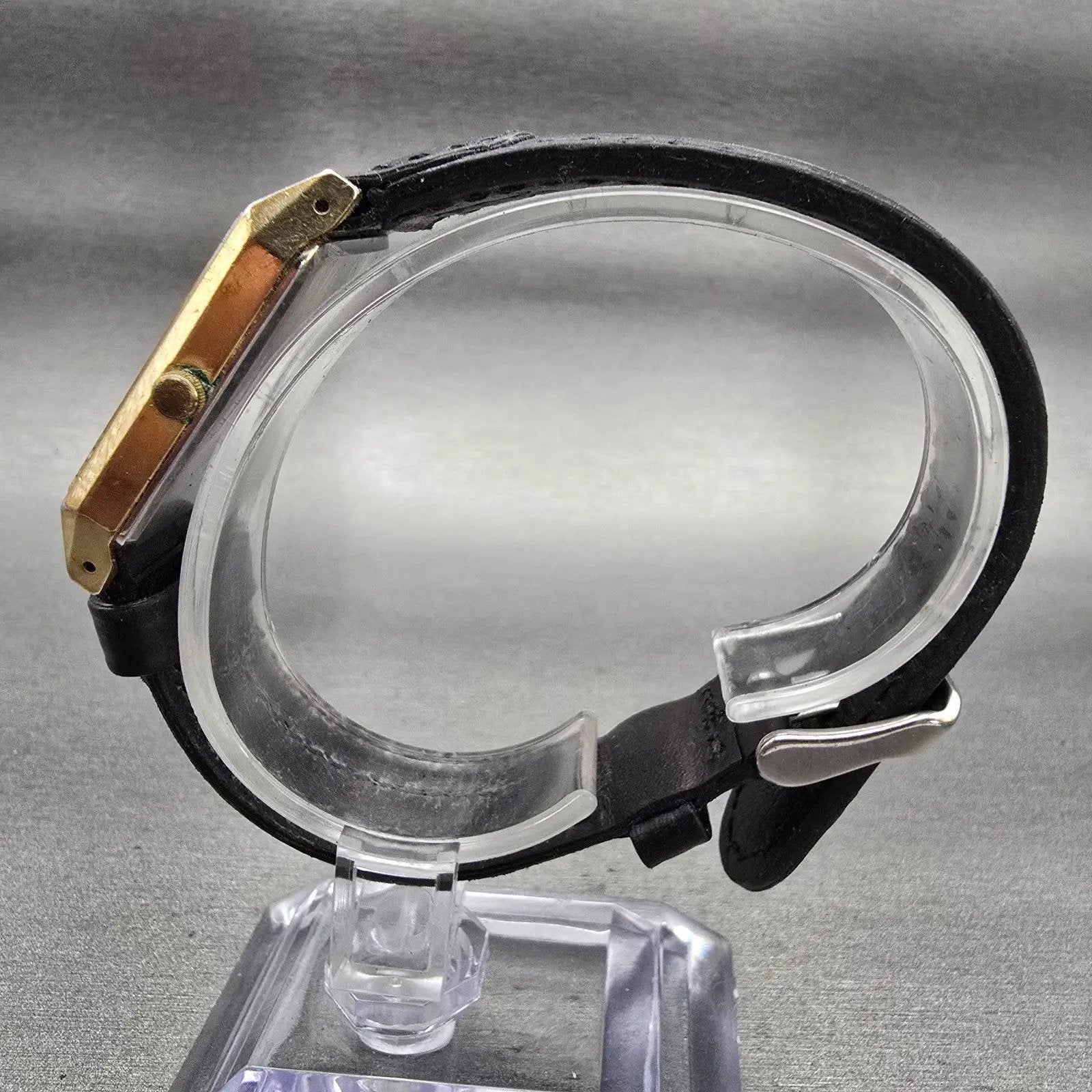 Citizen CQ Watch Men 25mm Black Dial Gold Tone Rectangle 3630-890825 New Battery6