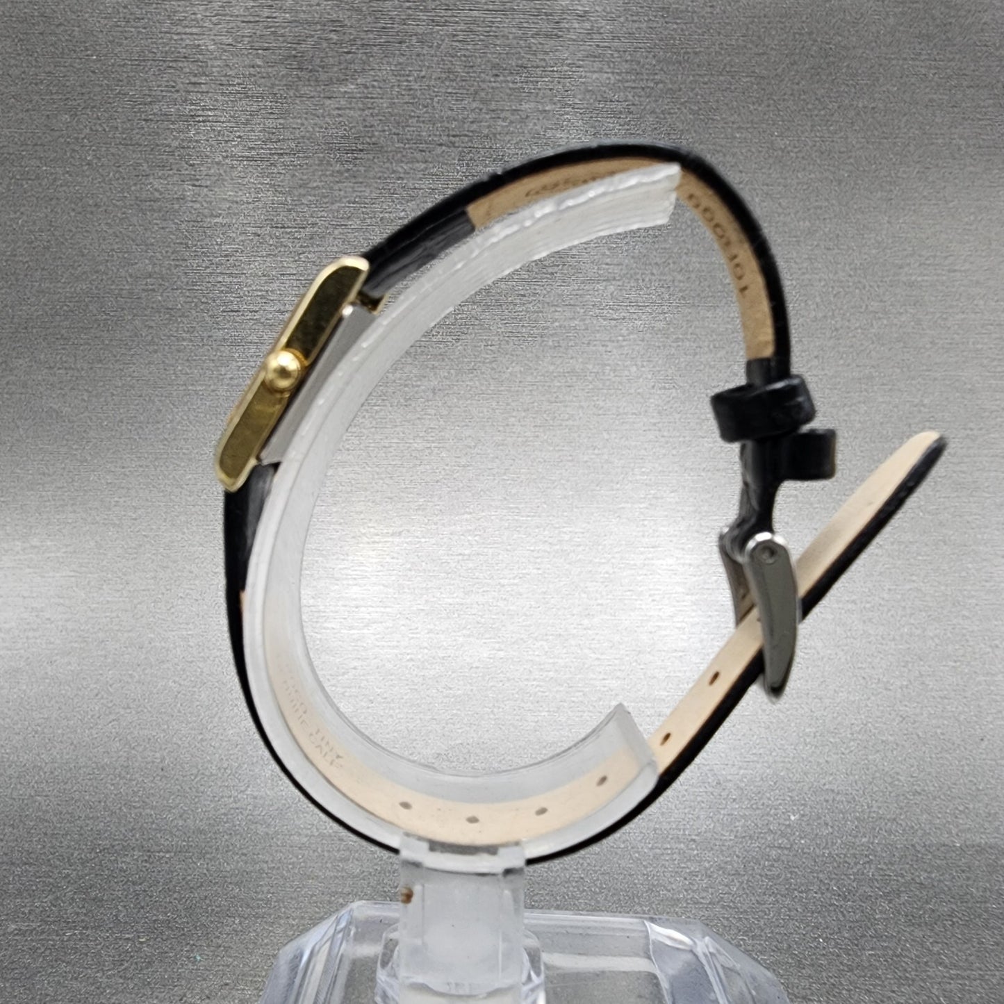 Seiko Tank Watch Women 14mm Black Dial Gold Tone Rectangle 1F205A69 New Battery5