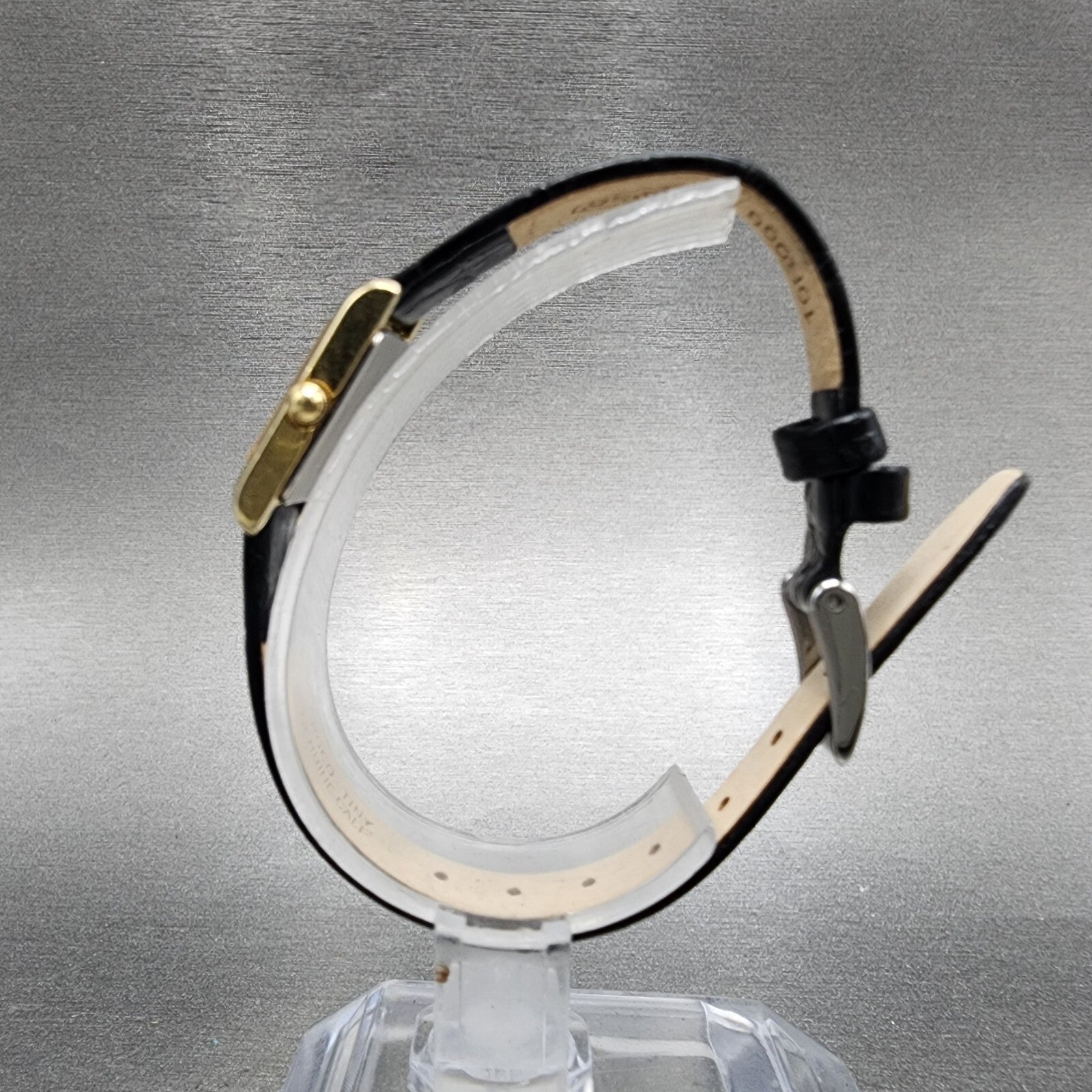 Seiko Tank Watch Women 14mm Black Dial Gold Tone Rectangle 1F205A69 New Battery5