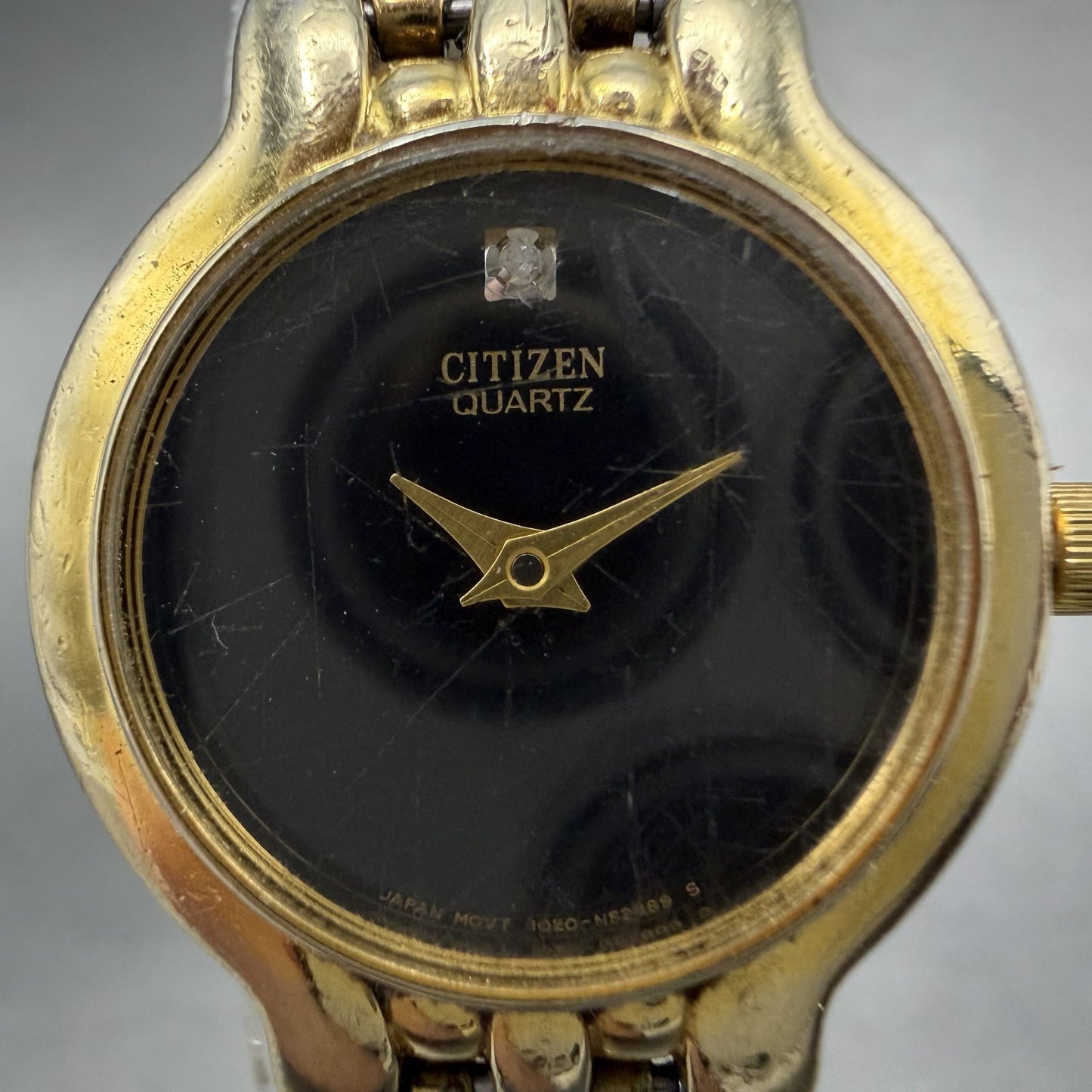 Citizen Watch Women 22mm Black Dial Gold Tone Round 1020-S54554 New Battery 78FC1