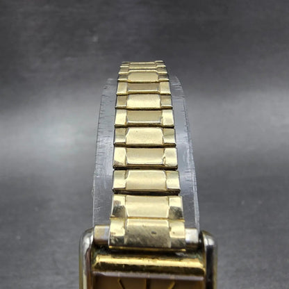 Seiko Tank Watch Women 18mm Champagne Dial Gold Tone 2C20-5010 New Battery VTG4