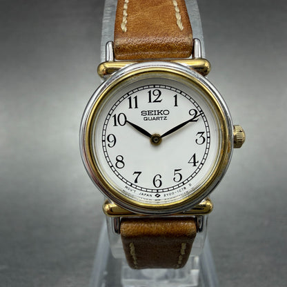 Seiko Watch Women 20mm White Dial Two Tone Round Vintage 2Y00-0B19 New Battery0