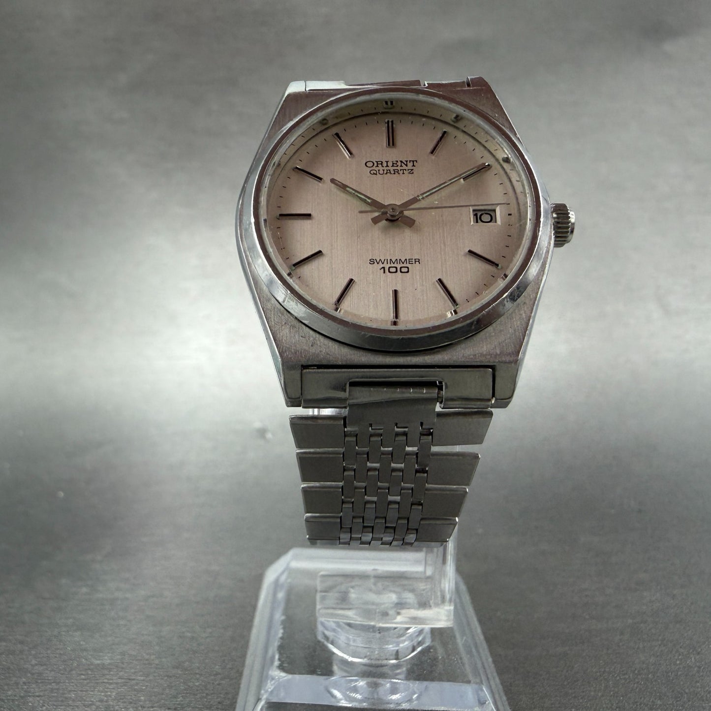 Orient Swimmer Watch Unisex 32mm Silver Dial Silver Tone Date Round New Battery5